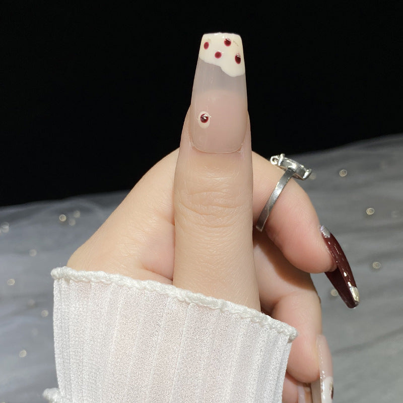 Designer: HuaHua.Handmade nails Press on Nails DIY Nail Art for woman girl Long Coffin pink