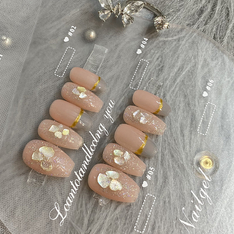 Designer: HuaHua.Handmade nails Press on Nails DIY Nail Art for woman girl Long Coffin pink