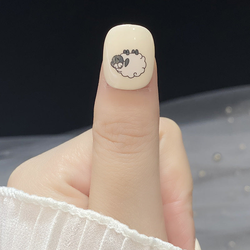 Designer: HuaHua.Handmade nails Press on Nails DIY Nail Art for woman girl Short Square Cartoon