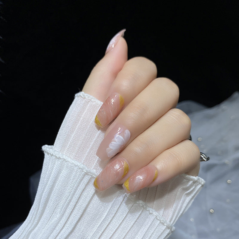 Designer: HuaHua.Handmade nails Press on Nails DIY Nail Art for woman girl Long Coffin pink