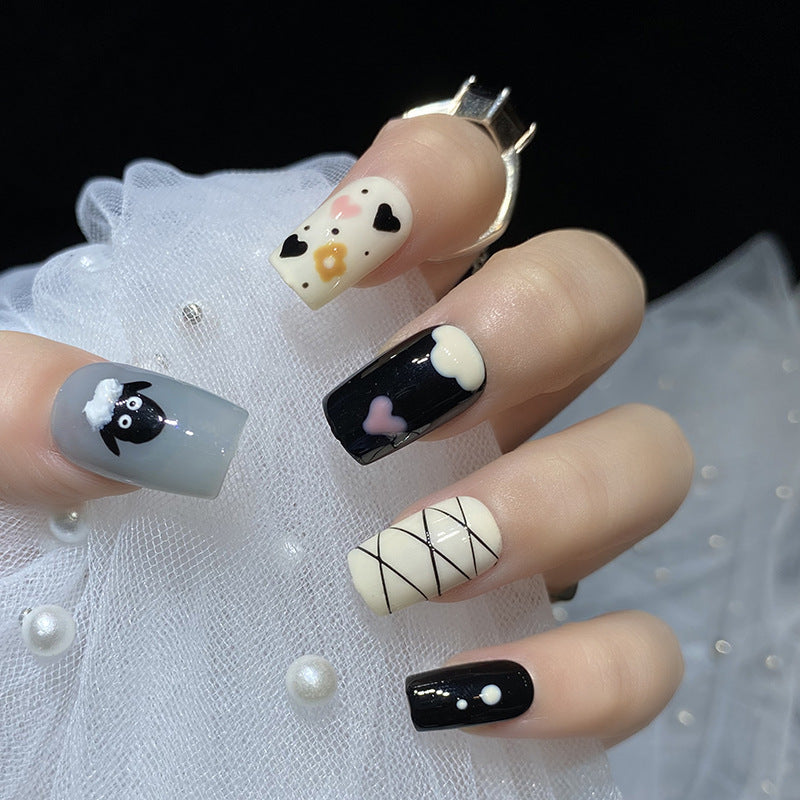 Designer: HuaHua.Handmade nails Press on Nails DIY Nail Art for woman girl Long Square
