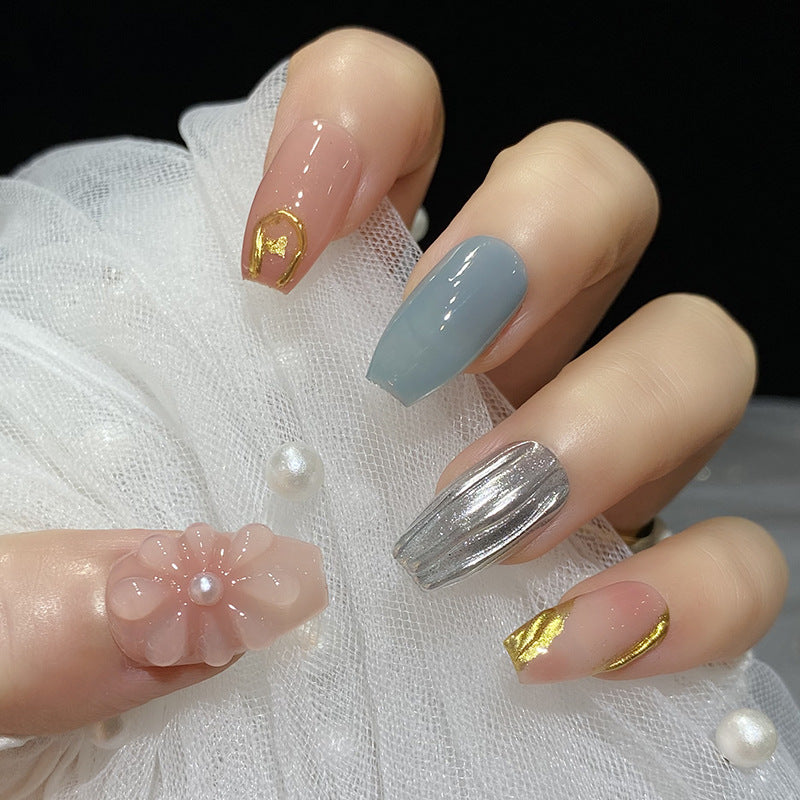 Designer: HuaHua.Handmade nails Press on Nails DIY Nail Art for woman girl Long Coffin pink