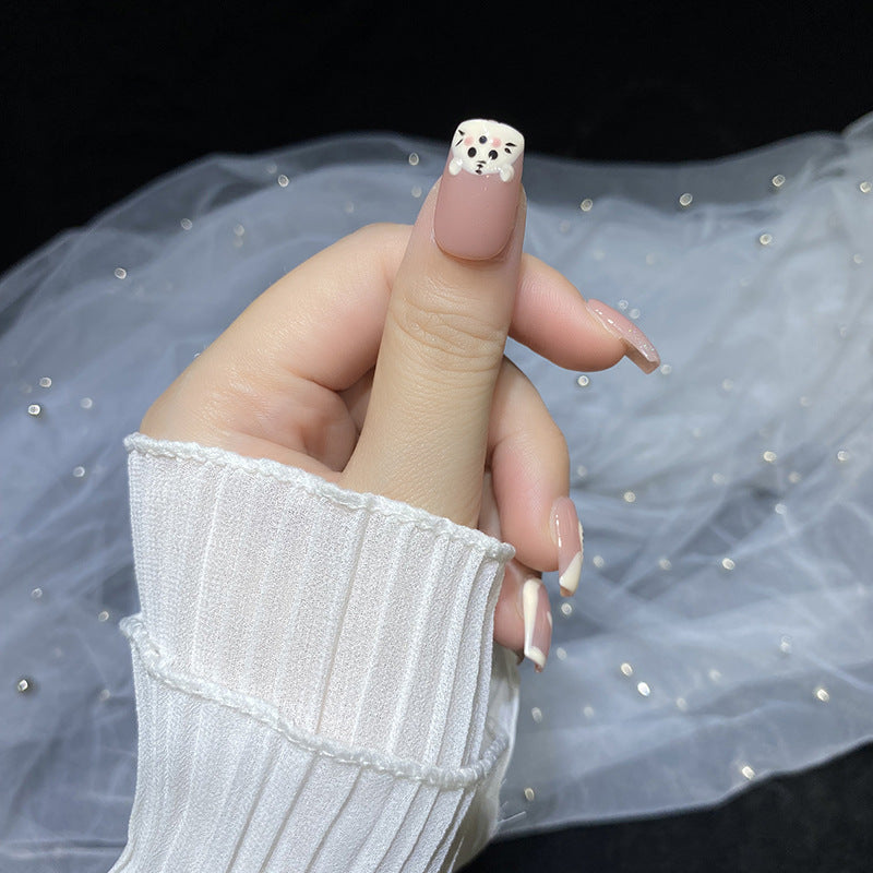 Designer: HuaHua.Handmade nails Press on Nails DIY Nail Art for woman girl Long Square pink