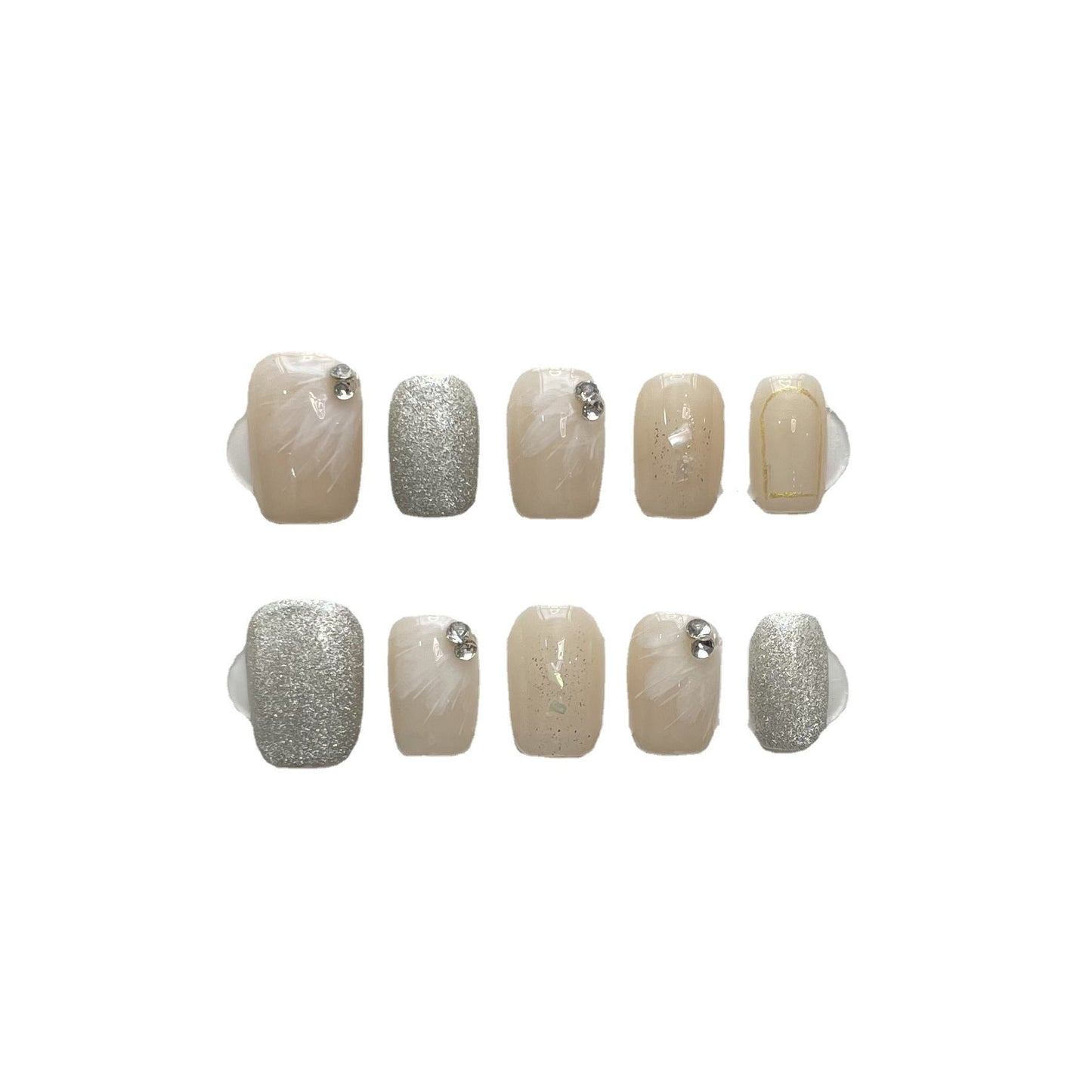 Designer: ManMan Handmade nails Press on Nails DIY Nail Art for woman girl Short Square pink