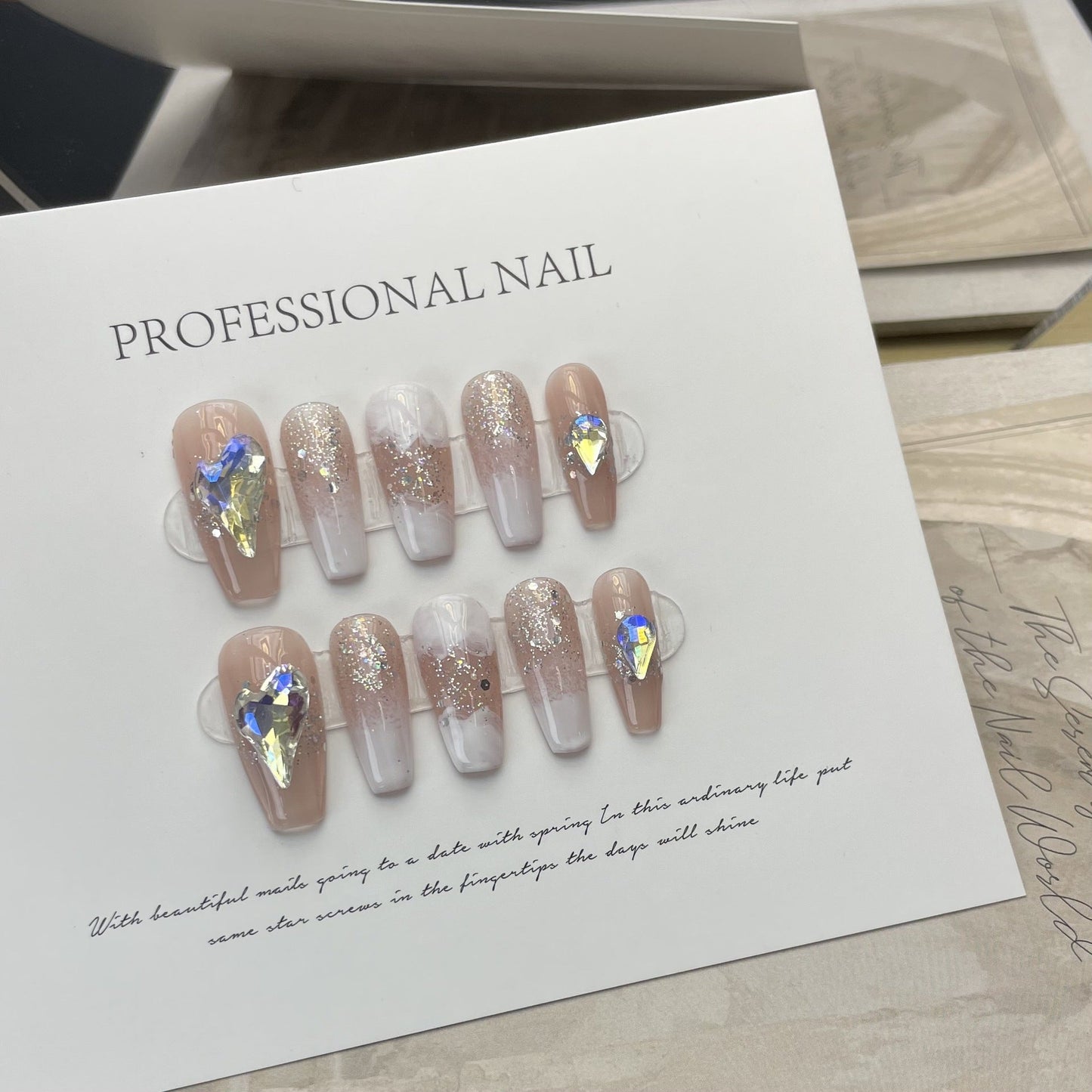 Designer: ManMan Handmade nails Press on Nails DIY Nail Art for woman girl Long Coffin pink