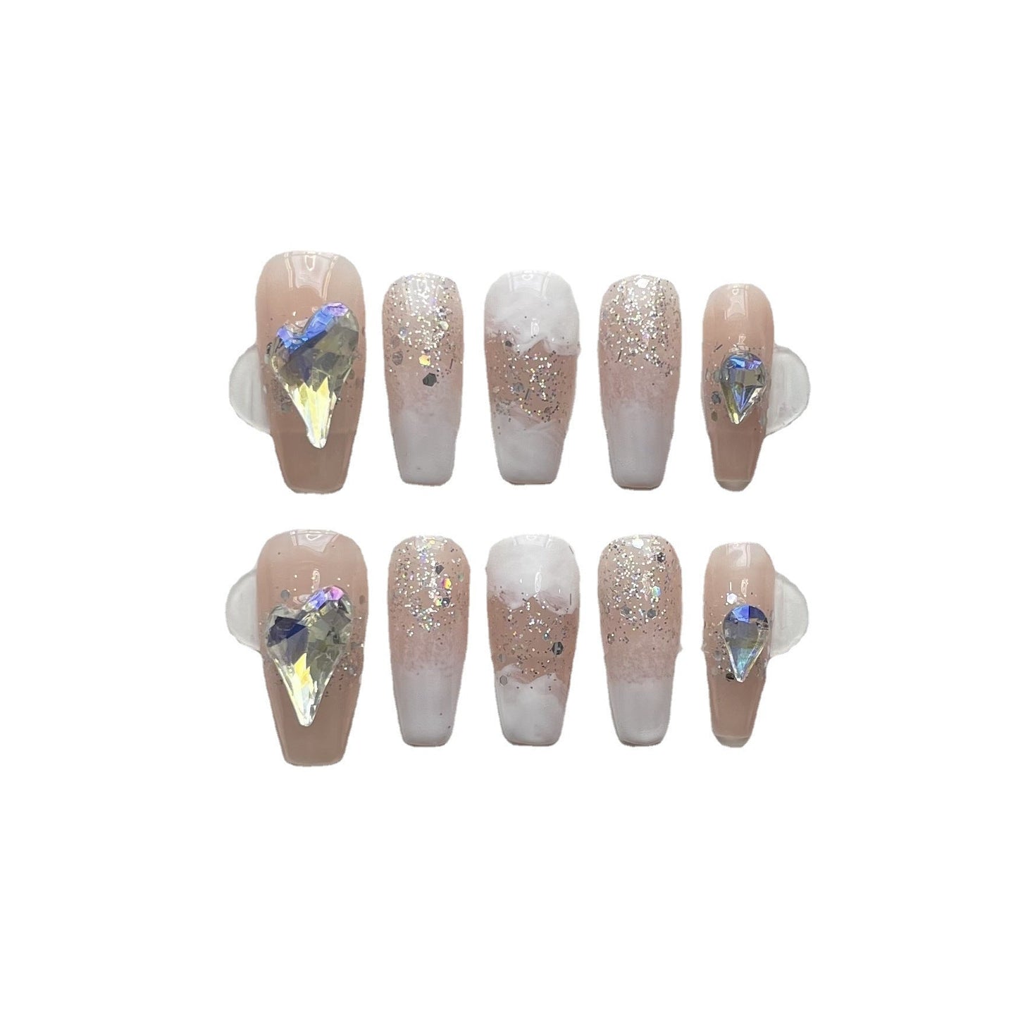Designer: ManMan Handmade nails Press on Nails DIY Nail Art for woman girl Long Coffin pink