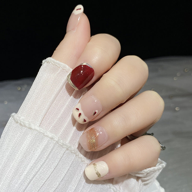 Designer: HuaHua.Handmade nails Press on Nails DIY Nail Art for woman girl Short Square pink