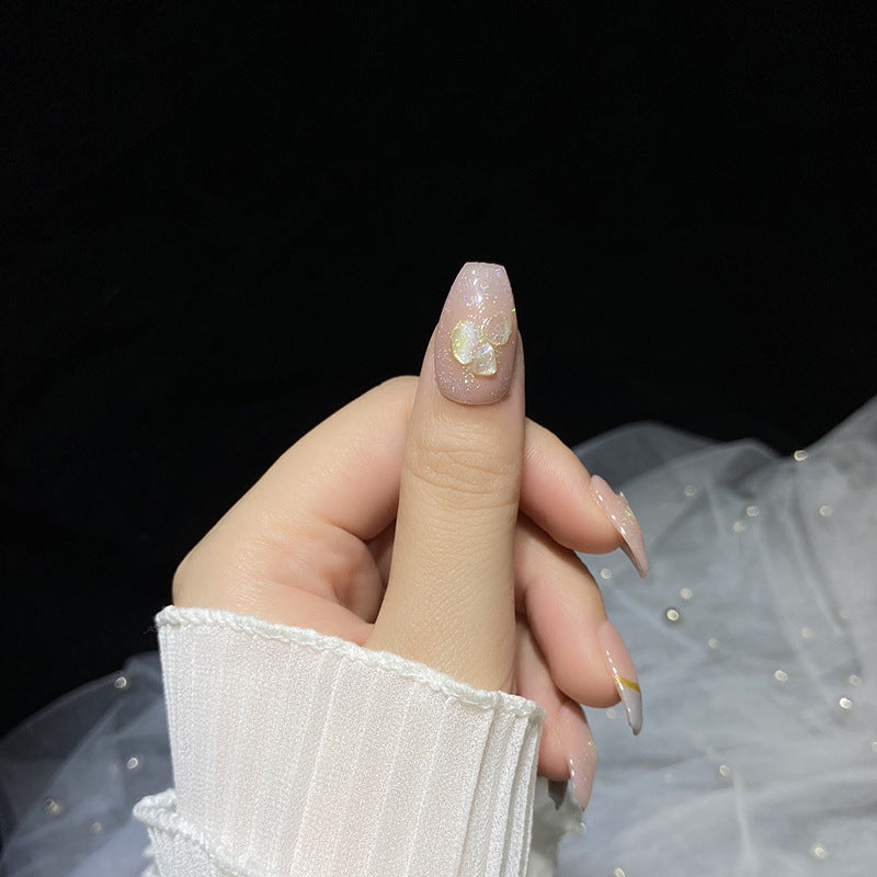 Designer: HuaHua.Handmade nails Press on Nails DIY Nail Art for woman girl Long Coffin pink