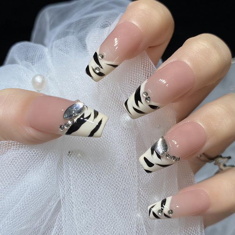 Designer: HuaHua.Handmade nails Press on Nails DIY Nail Art for woman girl Long Coffin French
