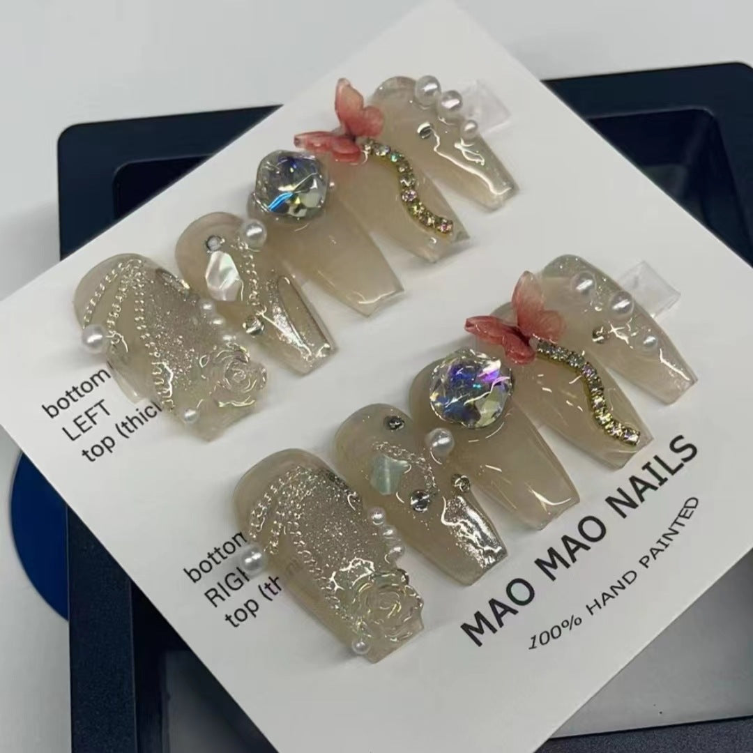 Designer: MaoMao.Handmade Nail Designs Press on Nails DIY Nail Art for woman girl