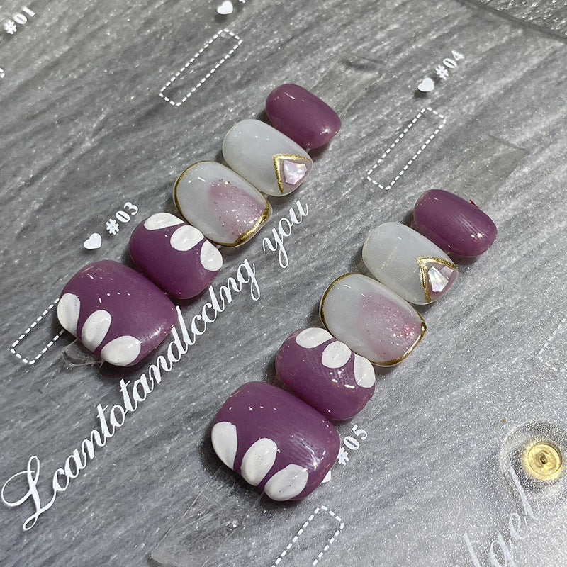 Designer: HuaHua.Handmade nails Press on Nails DIY Nail Art for woman girl Short Square purple