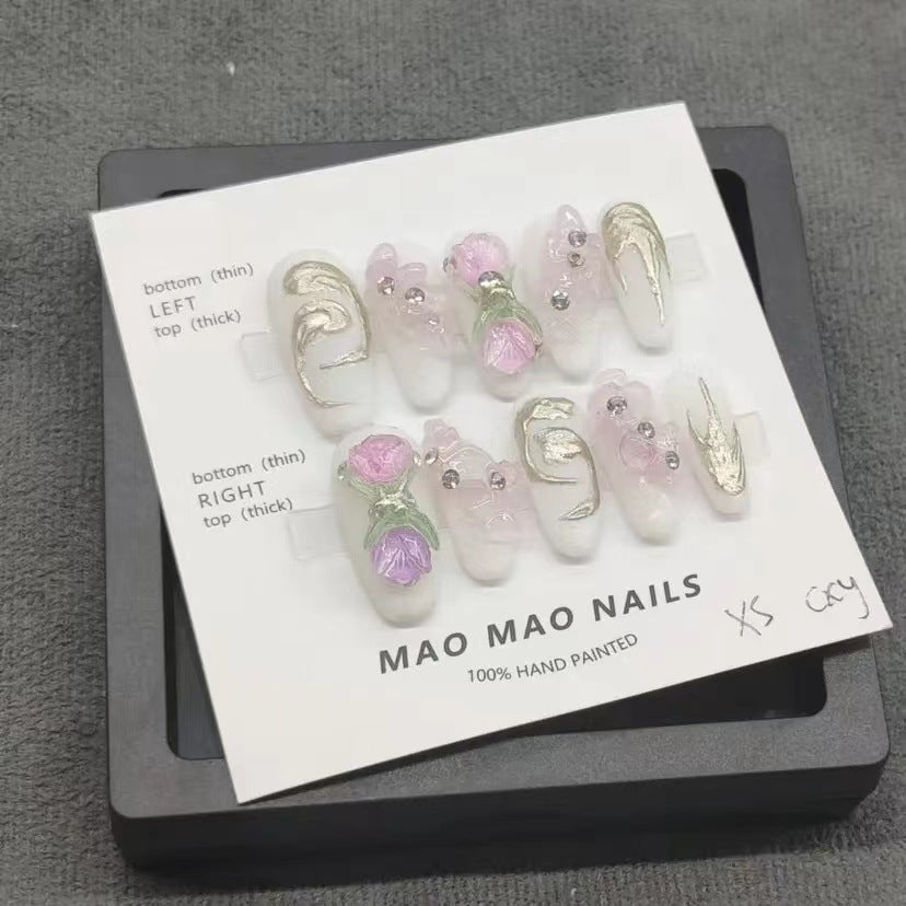 Designer: MaoMao.Handmade Nail Designs Press on Nails DIY Nail Art for woman girl
