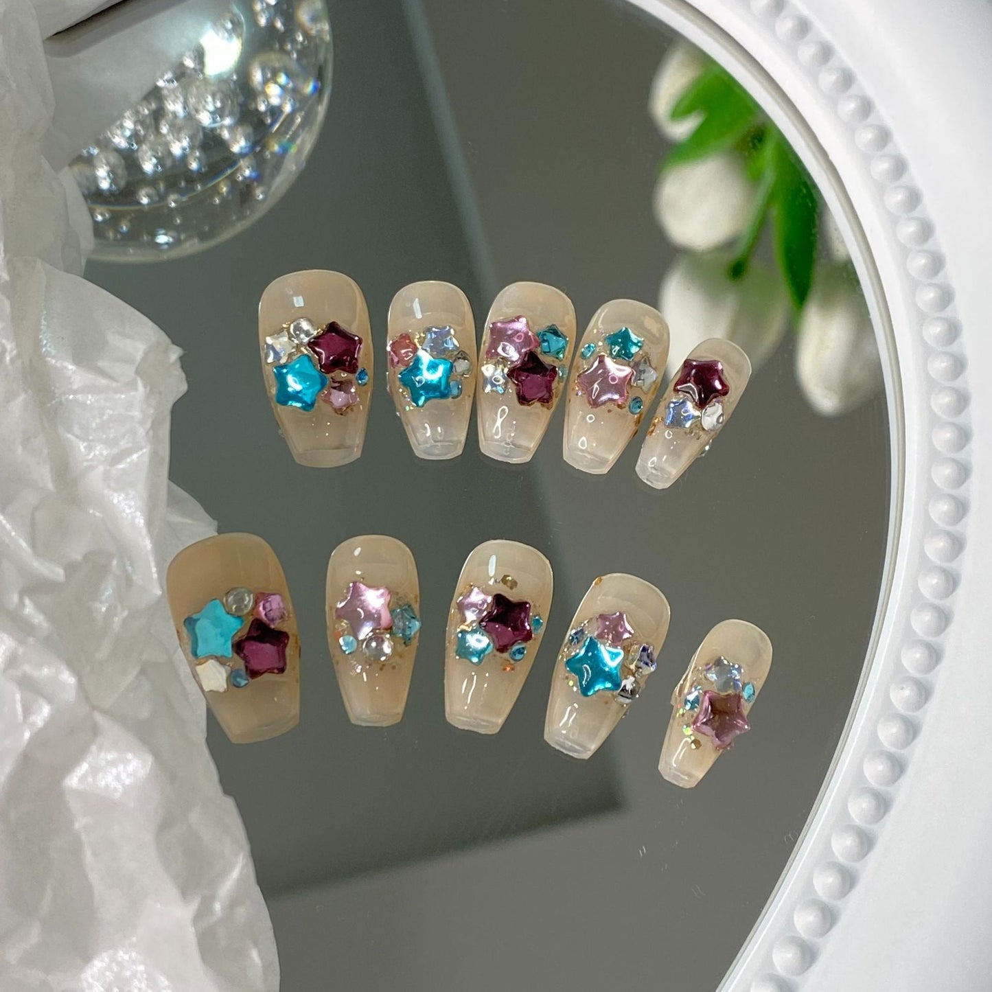 Designer: MaoMao.Handmade Nail Designs Press on Nails DIY Nail Art for woman girl
