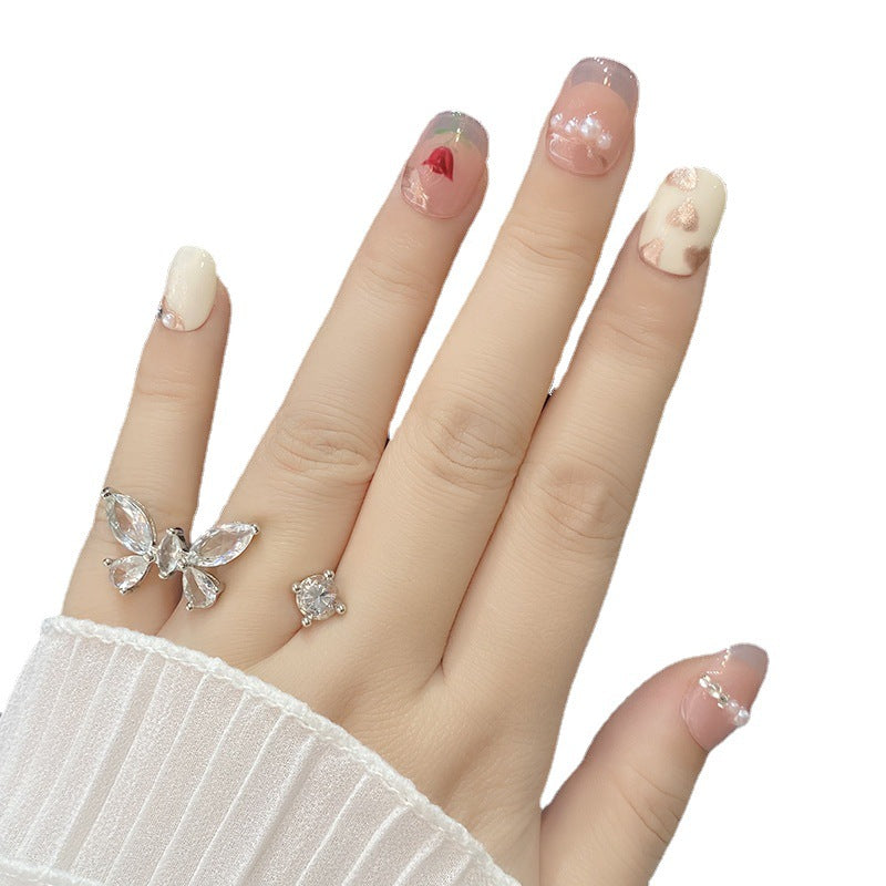 Designer: HuaHua.Handmade nails Press on Nails DIY Nail Art for woman girl Short Square pink
