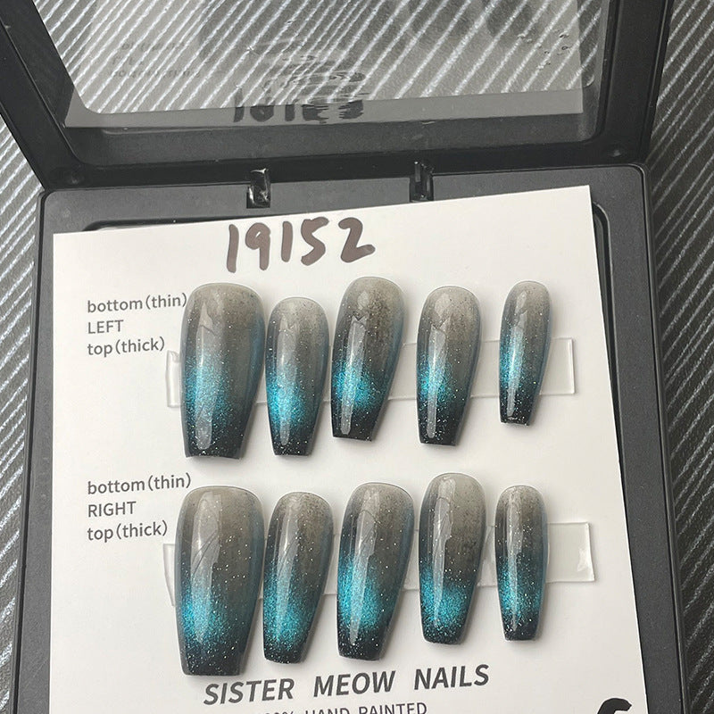Designer: MeowMeow.Handmade Nail Designs Press on Nails DIY Nail Art for woman girl Long Coffin black