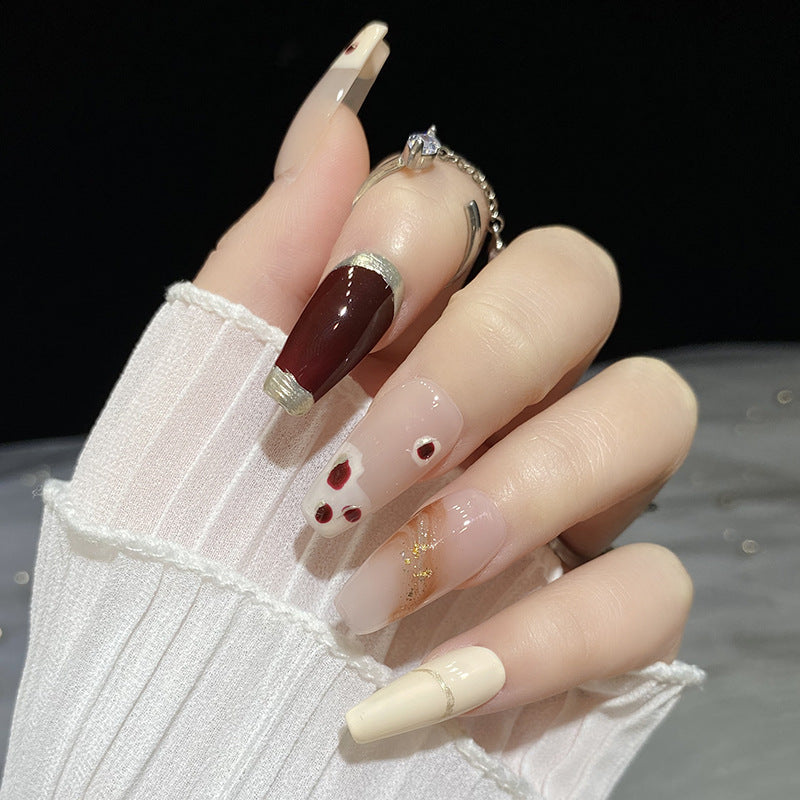 Designer: HuaHua.Handmade nails Press on Nails DIY Nail Art for woman girl Long Coffin pink