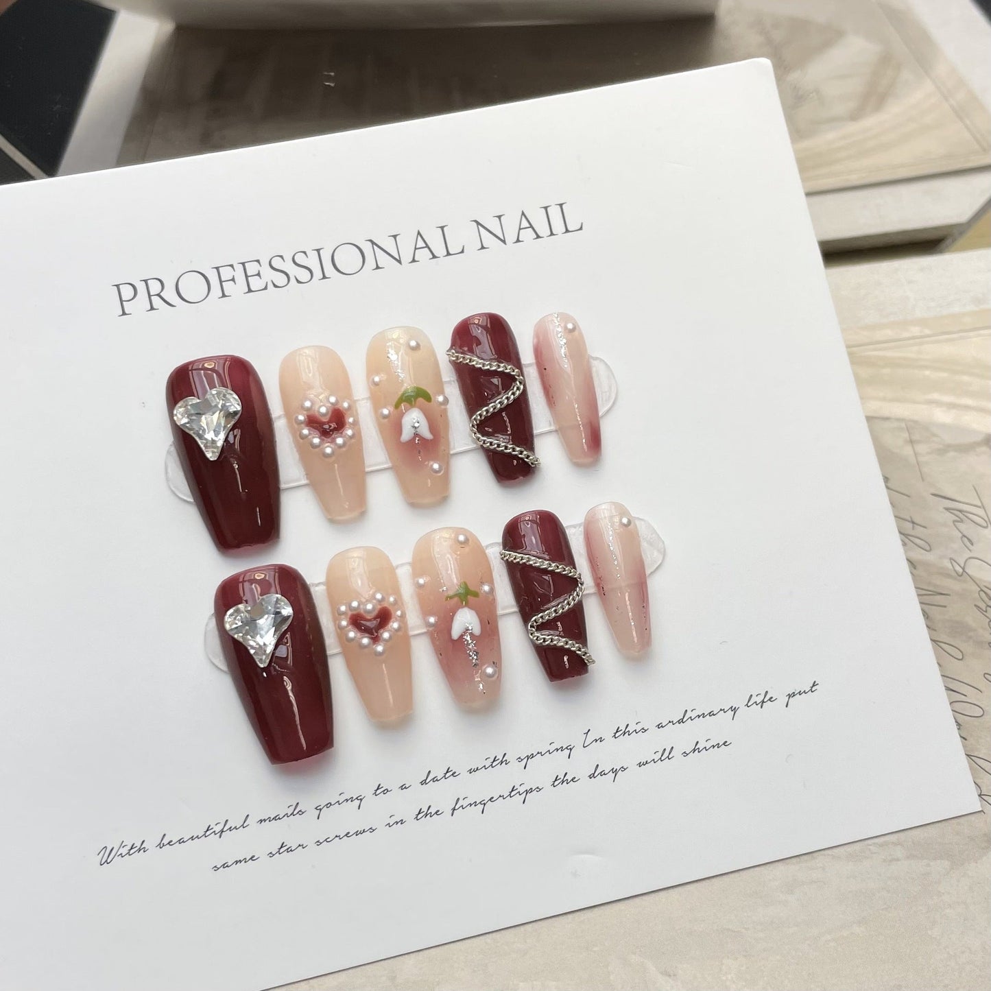 Designer: ManMan Handmade nails Press on Nails DIY Nail Art for woman girl Long Coffin