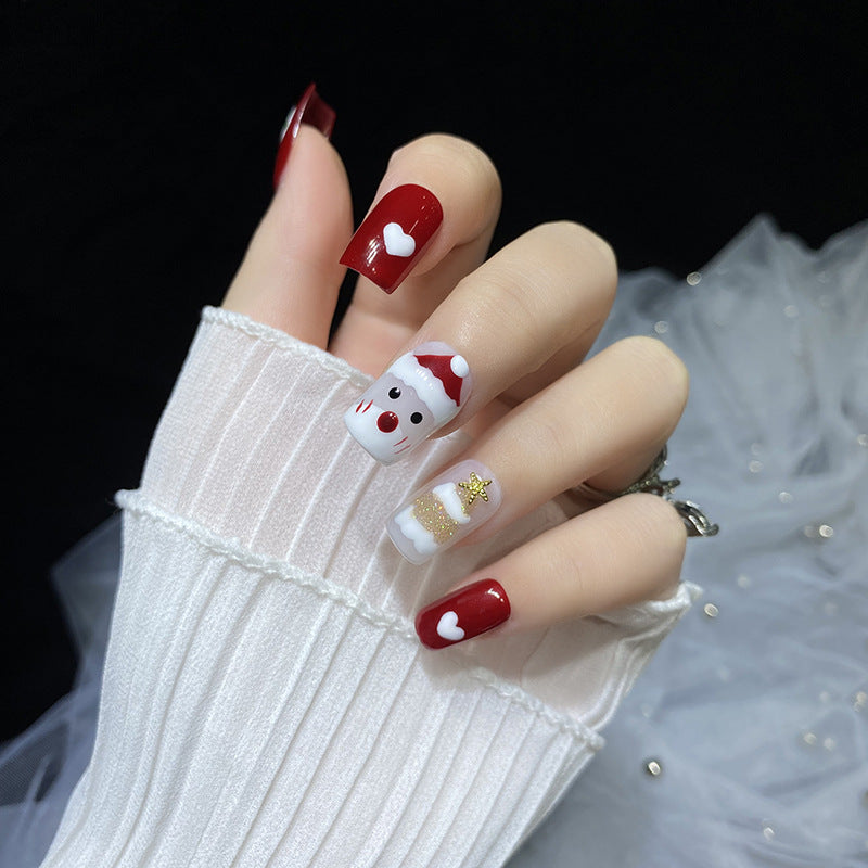Designer: HuaHua.Handmade nails Press on Nails DIY Nail Art for woman girl Long Square red