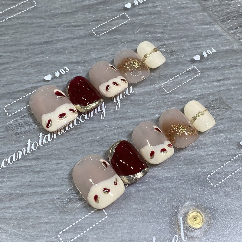 Designer: HuaHua.Handmade nails Press on Nails DIY Nail Art for woman girl Short Square pink