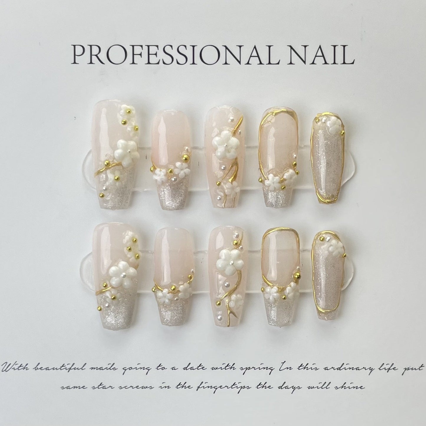 Designer: ManMan Handmade nails Press on Nails DIY Nail Art for woman girl Long Coffin pink