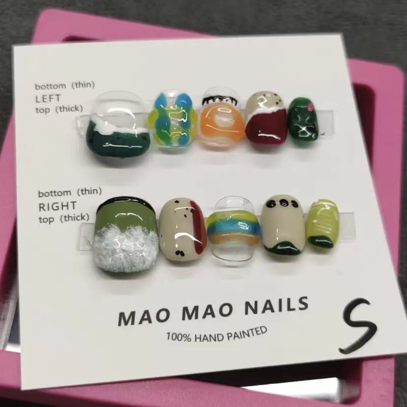 Designer: MaoMao.Handmade Nail Designs Press on Nails DIY Nail Art for woman girl