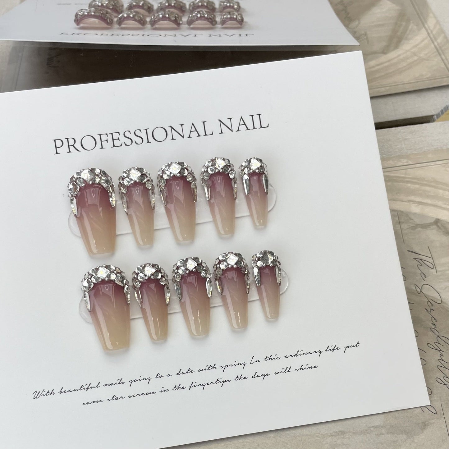 Designer: ManMan Handmade nails Press on Nails DIY Nail Art for woman girl Long Coffin pink