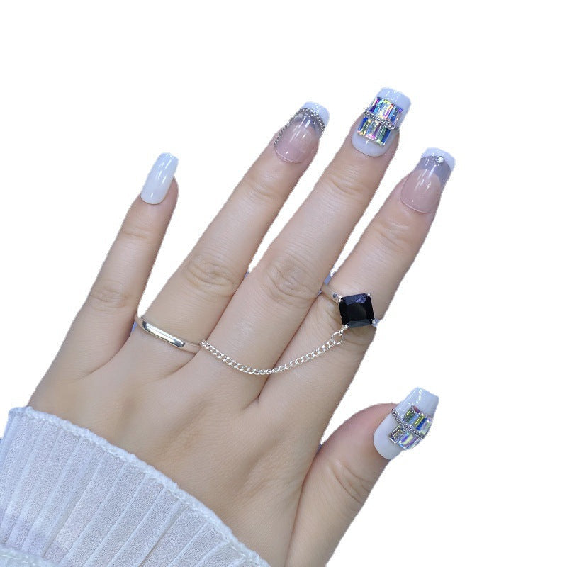 Designer: HuaHua.Handmade nails Press on Nails DIY Nail Art for woman girl Long Square pink rhinestone