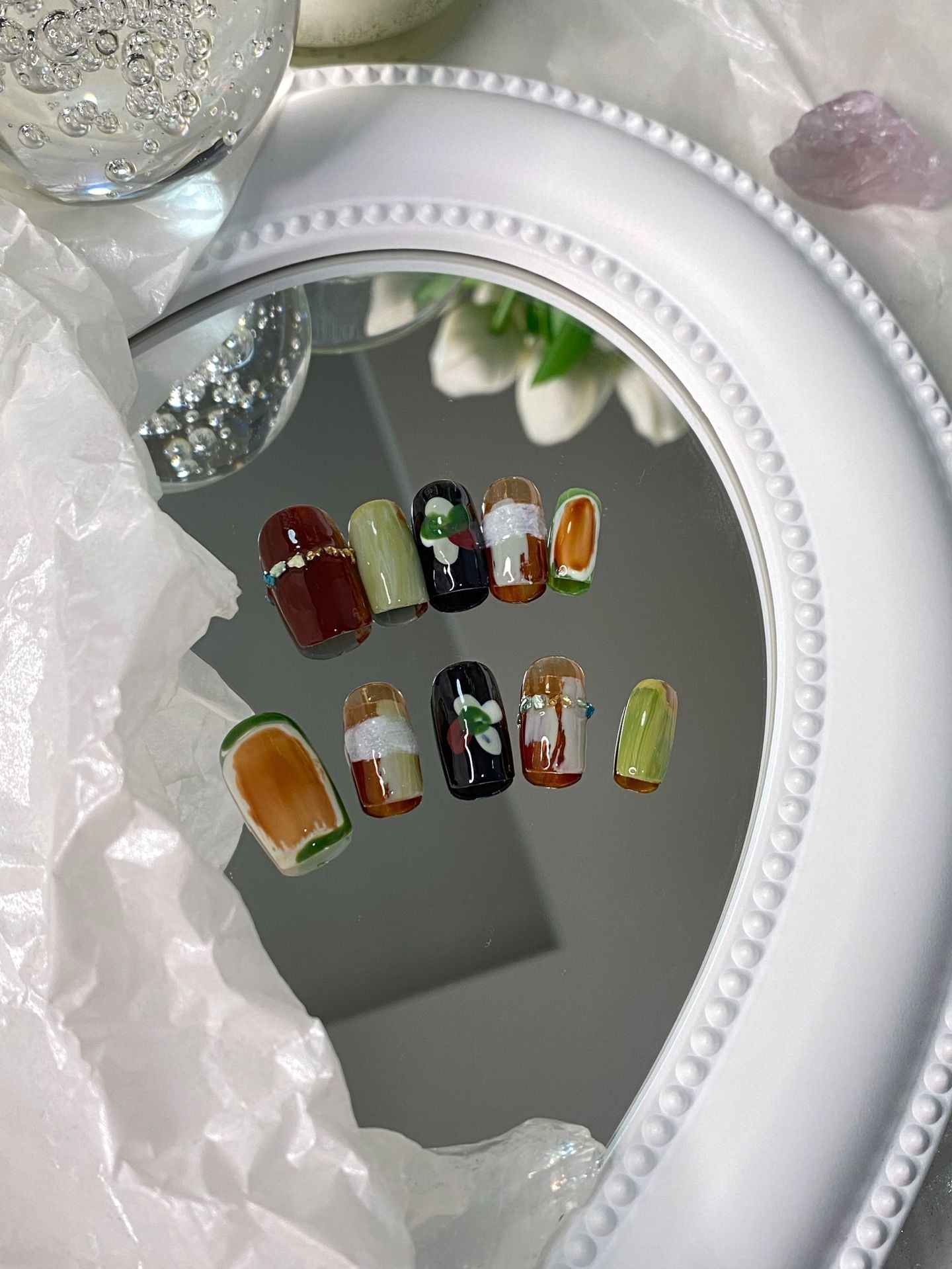 Designer: MaoMao.Handmade Nail Designs Press on Nails DIY Nail Art for woman girl