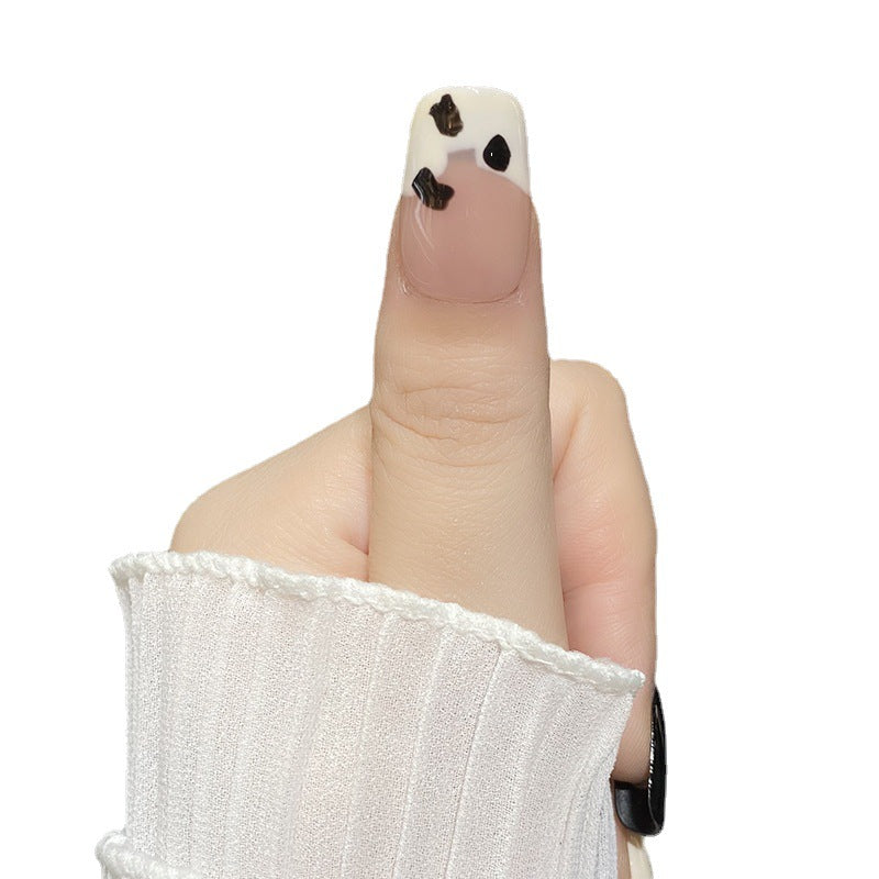 Designer: HuaHua.Handmade nails Press on Nails DIY Nail Art for woman girl Long Coffin black