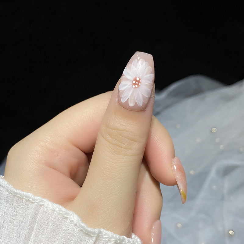 Designer: HuaHua.Handmade nails Press on Nails DIY Nail Art for woman girl Long Coffin pink