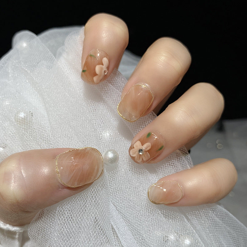 Designer: HuaHua.Handmade nails Press on Nails DIY Nail Art for woman girl Short Square pink