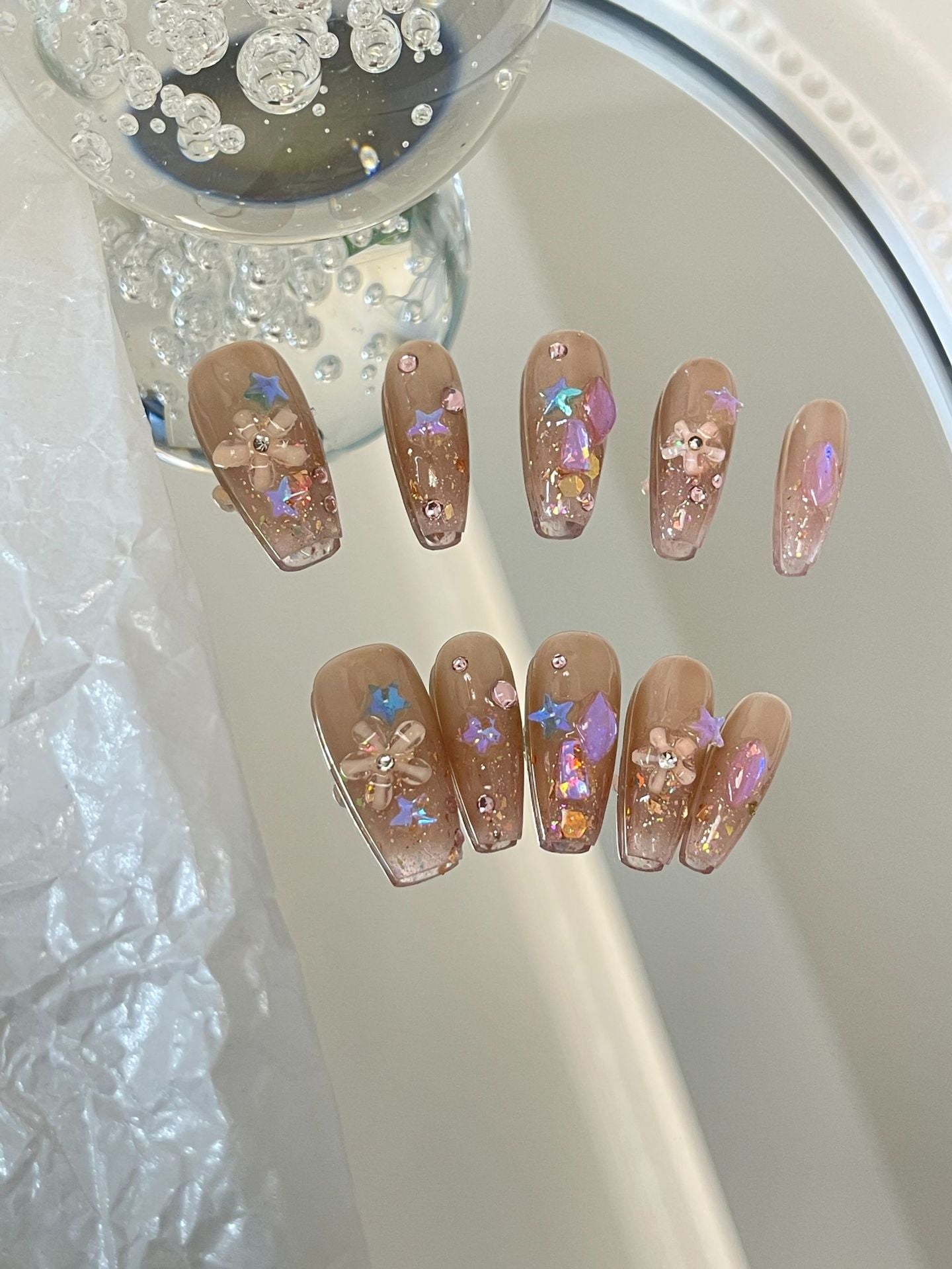 Designer: MaoMao.Handmade Nail Designs Press on Nails DIY Nail Art for woman girl