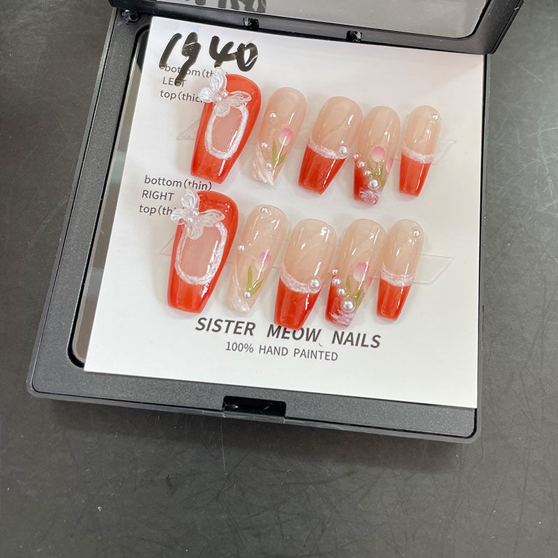Designer: MeowMeow.Handmade Nail Designs Press on Nails DIY Nail Art for woman girl
