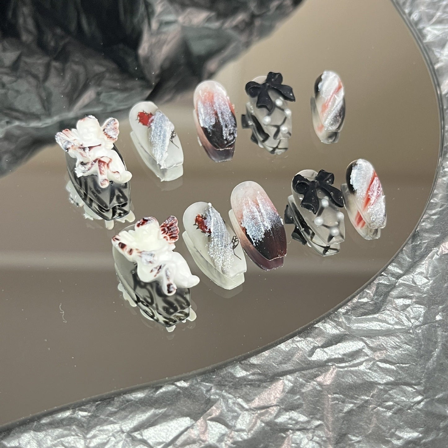 Designer: MaoMao.Handmade Nail Designs Press on Nails DIY Nail Art for woman girl