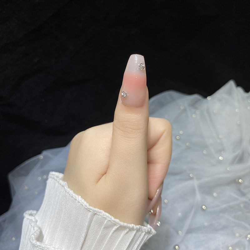 Designer: HuaHua.Handmade nails Press on Nails DIY Nail Art for woman girl Long Coffin pink