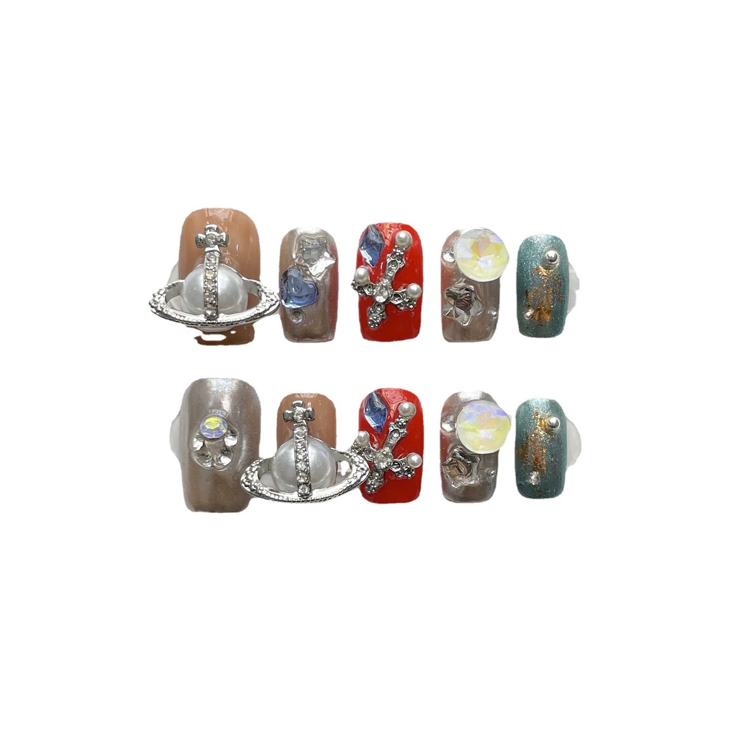 Designer: ManMan Handmade nails Press on Nails DIY Nail Art for woman girl Short Square