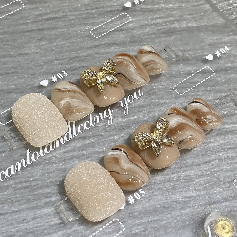 Designer: HuaHua.Handmade nails Press on Nails DIY Nail Art for woman girl Short Square pink
