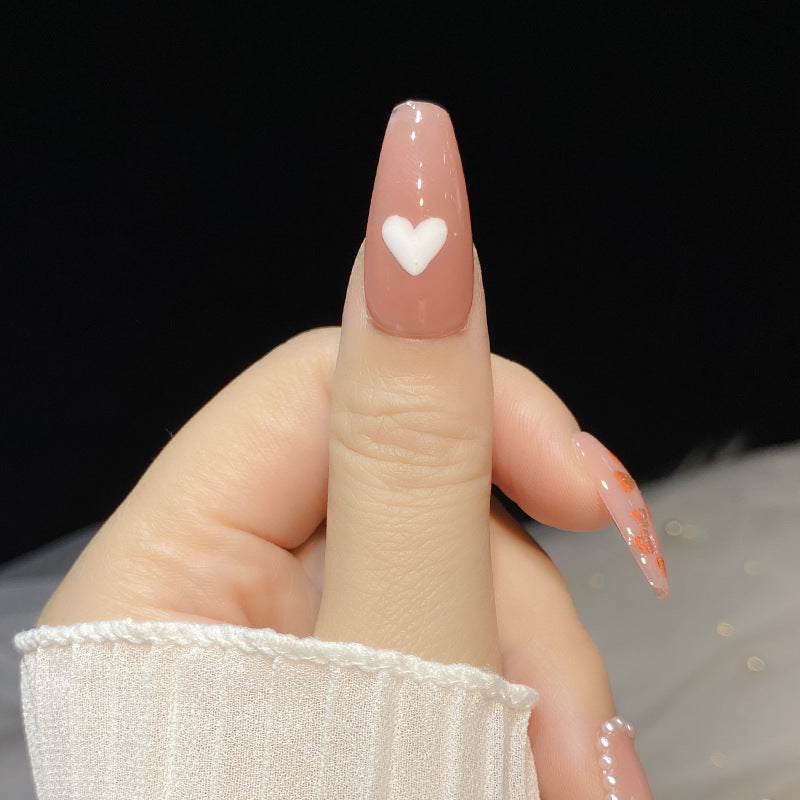 Designer: HuaHua.Handmade nails Press on Nails DIY Nail Art for woman girl Long Coffin pink