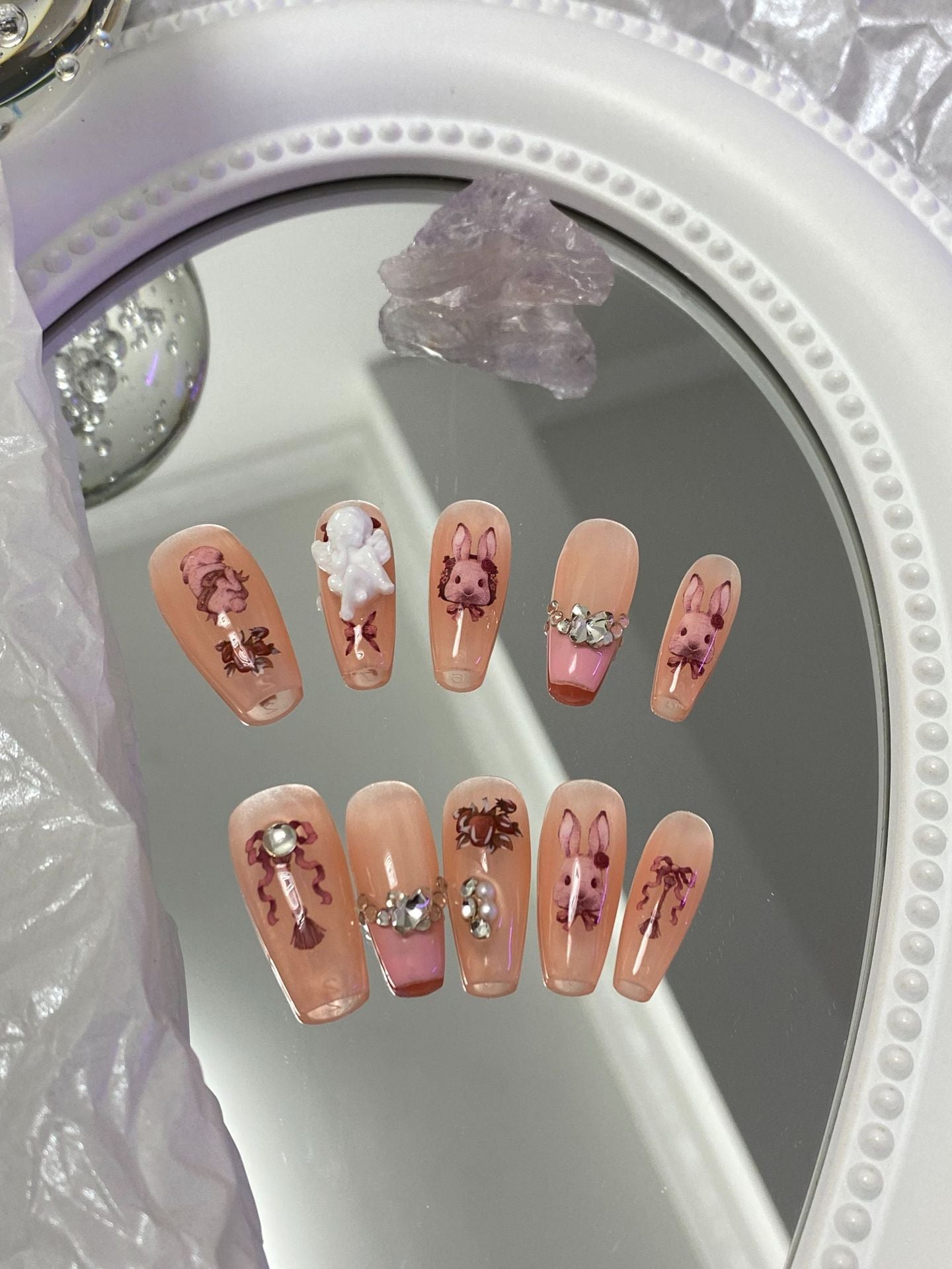 Designer: MaoMao.Handmade Nail Designs Press on Nails DIY Nail Art for woman girl