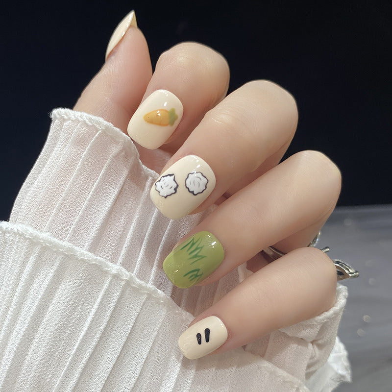 Designer: HuaHua.Handmade nails Press on Nails DIY Nail Art for woman girl Short Square Cartoon
