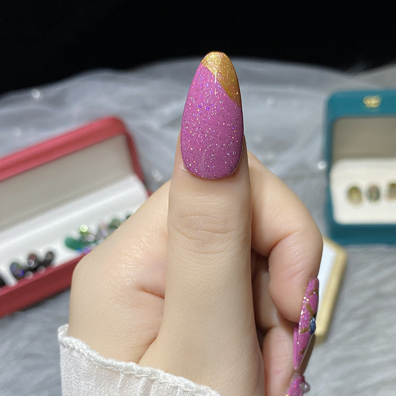 Designer: HuaHua.Handmade nails Press on Nails DIY Nail Art for woman girl Almond Long mauve