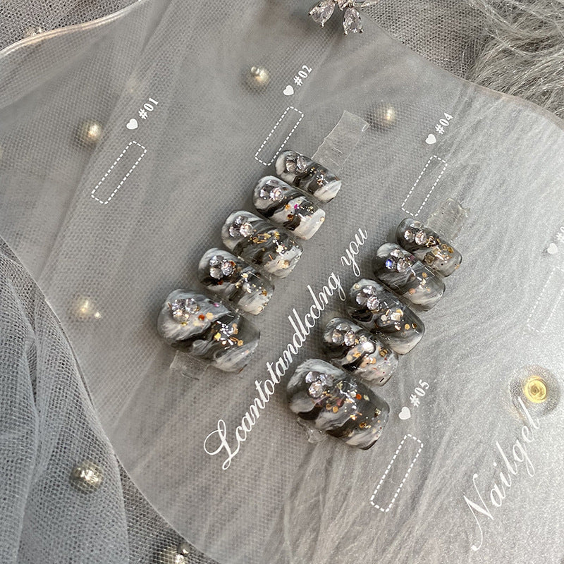 Designer: HuaHua.Handmade nails Press on Nails DIY Nail Art for woman girl Long Square