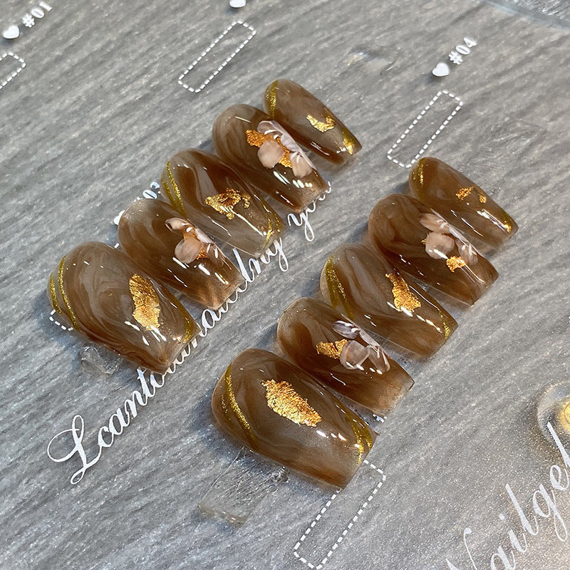 Designer: HuaHua.Handmade nails Press on Nails DIY Nail Art for woman girl Long Coffin pink