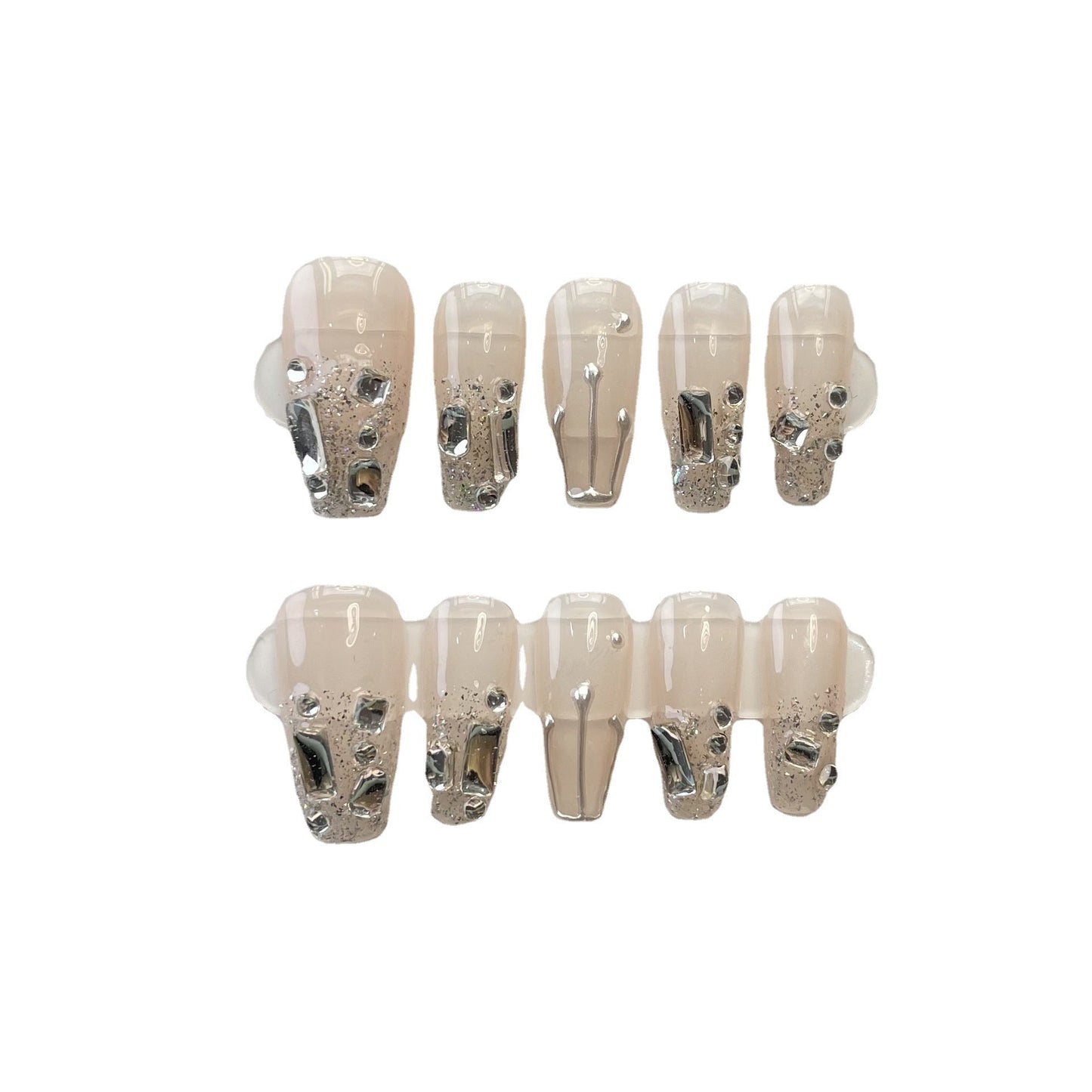 Designer: ManMan Handmade nails Press on Nails DIY Nail Art for woman girl Long Coffin pink