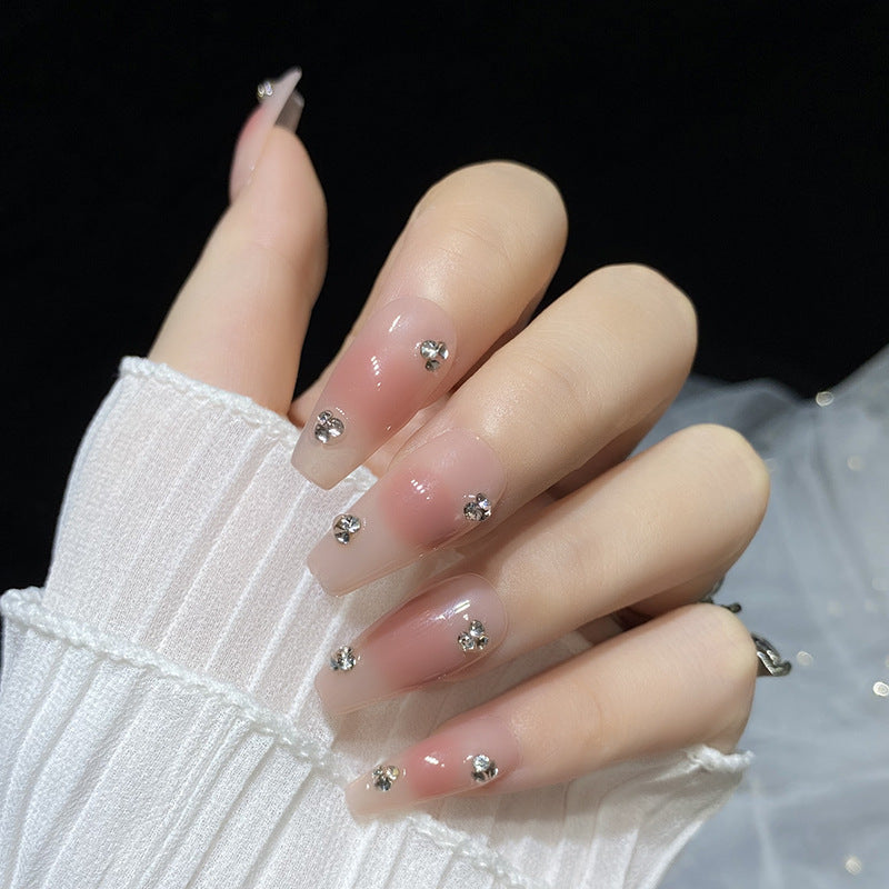 Designer: HuaHua.Handmade nails Press on Nails DIY Nail Art for woman girl Long Coffin pink