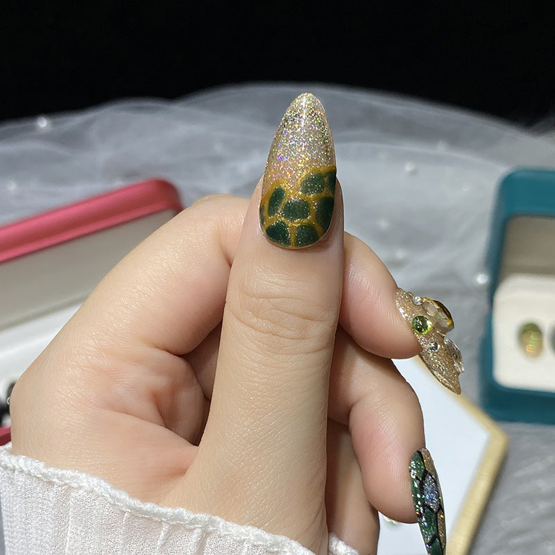 Designer: HuaHua.Handmade nails Press on Nails DIY Nail Art for woman girl Almond Long