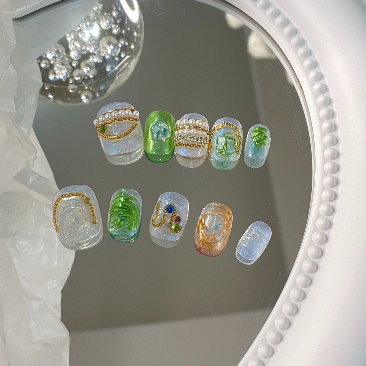 Designer: MaoMao.Handmade Nail Designs Press on Nails DIY Nail Art for woman girl