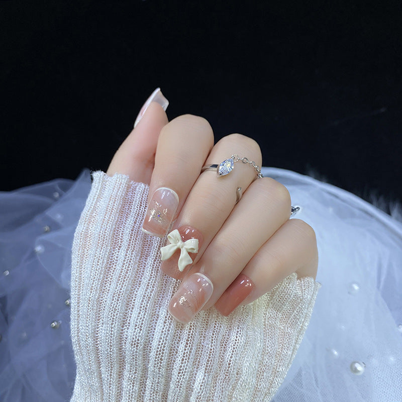 Designer: HuaHua.Handmade nails Press on Nails DIY Nail Art for woman girl Long Square pink