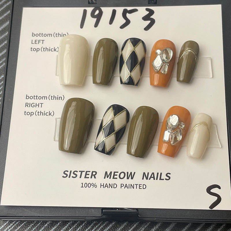 Designer: MeowMeow.Handmade Nail Designs Press on Nails DIY Nail Art for woman girl Long Coffin colorful