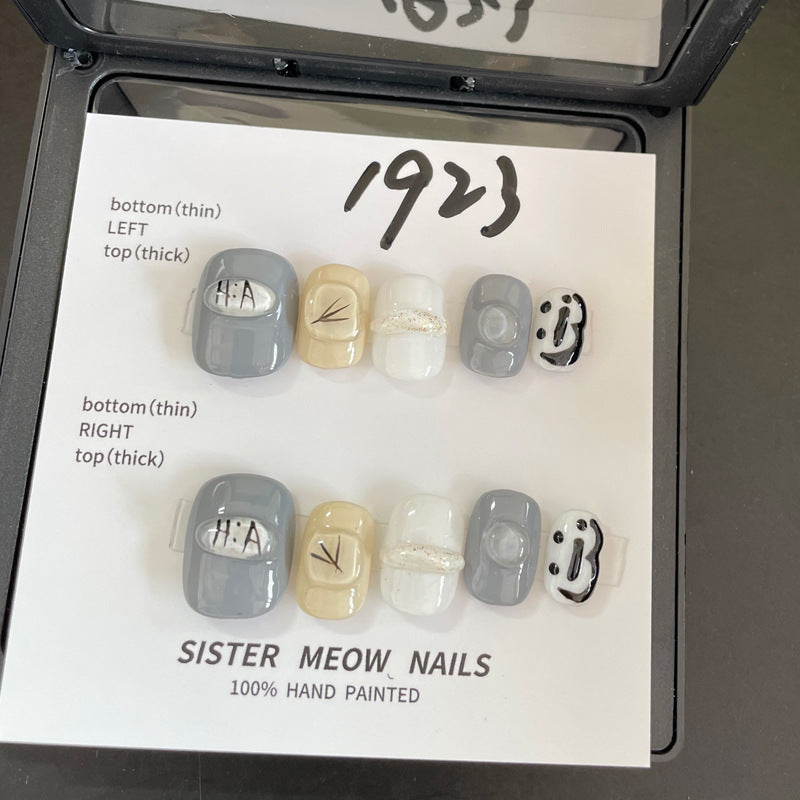 Designer: MeowMeow.Handmade Nail Designs Press on Nails DIY Nail Art for woman girl Short Square